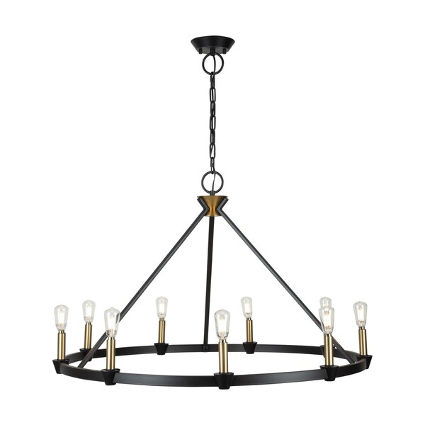 Notting Hill Collection 9-Light Chandelier Black And Brushed Brass